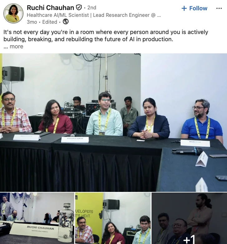 Ruchi Chauhan shares their MLDS experience on LinkedIn