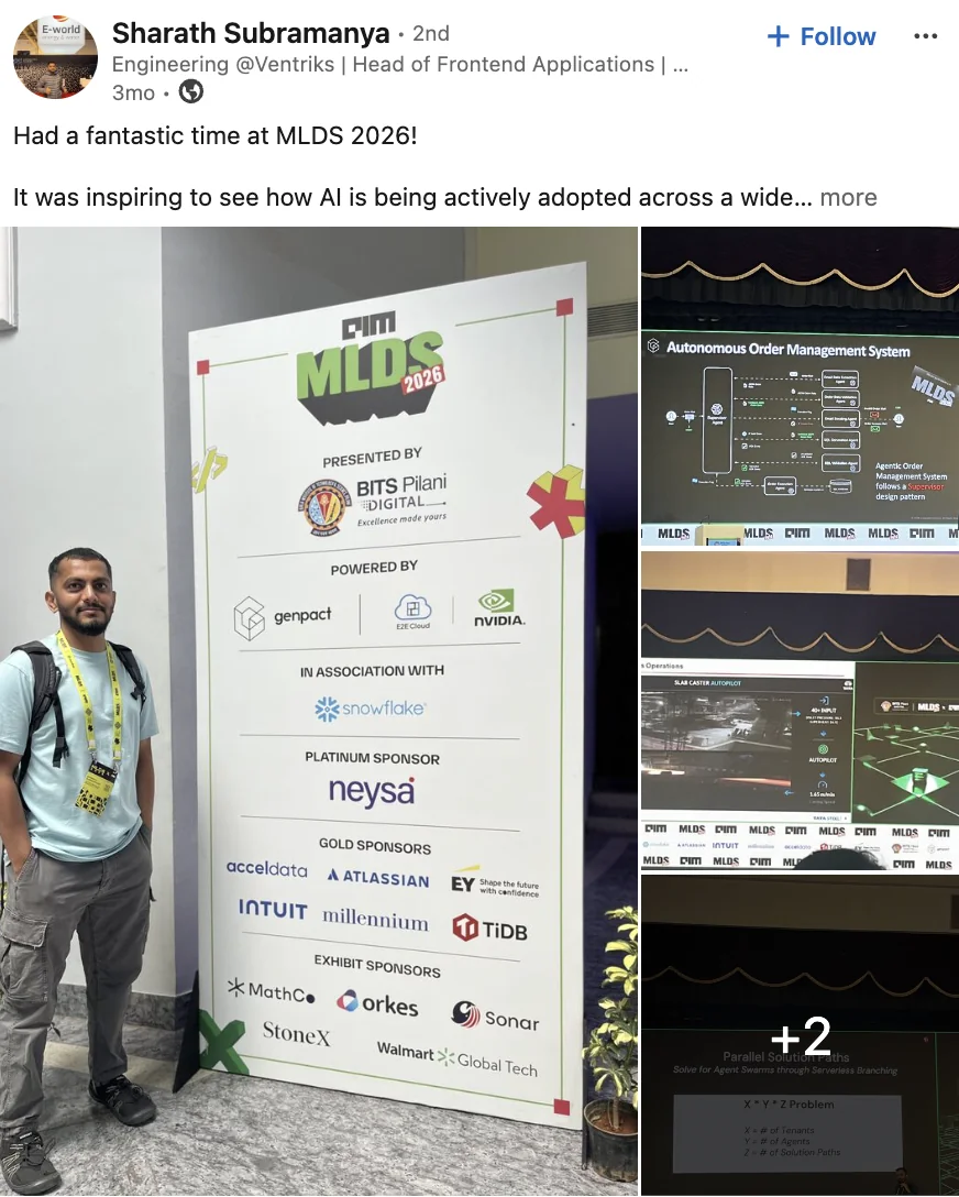 Sharath Subramanya shares their MLDS experience on LinkedIn