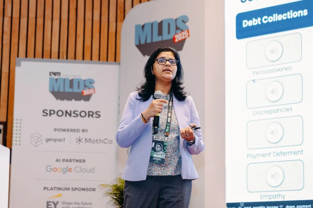 Practitioner demoing an AI product at MLDS